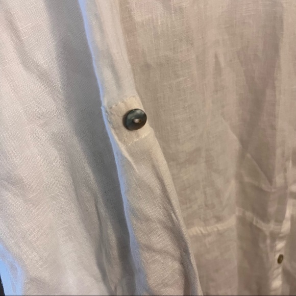 Tahari White Linen Tunic Button Down Blouse Top Classic Closet Staple Capsule - Picture 10 of 12